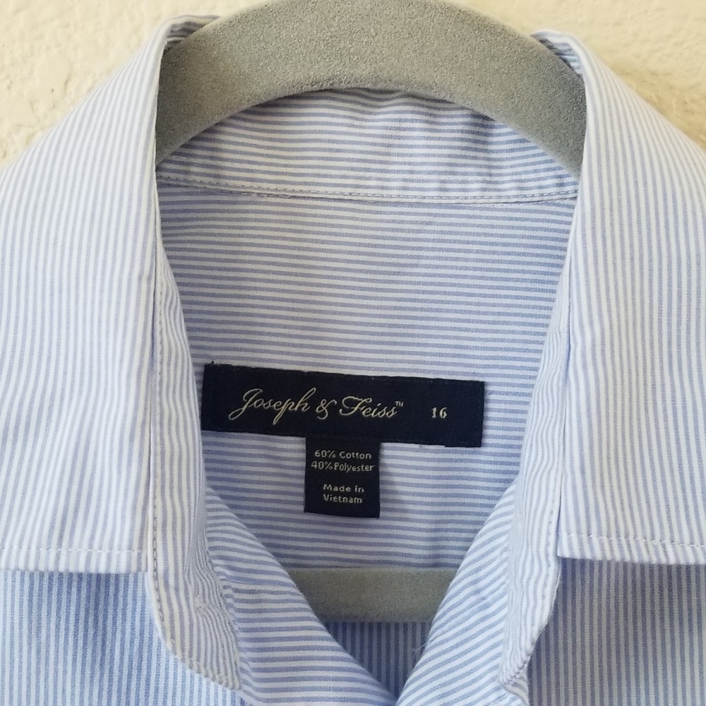 Joseph & Feiss youth size 16 blue white pinstriped - Picture 3 of 6